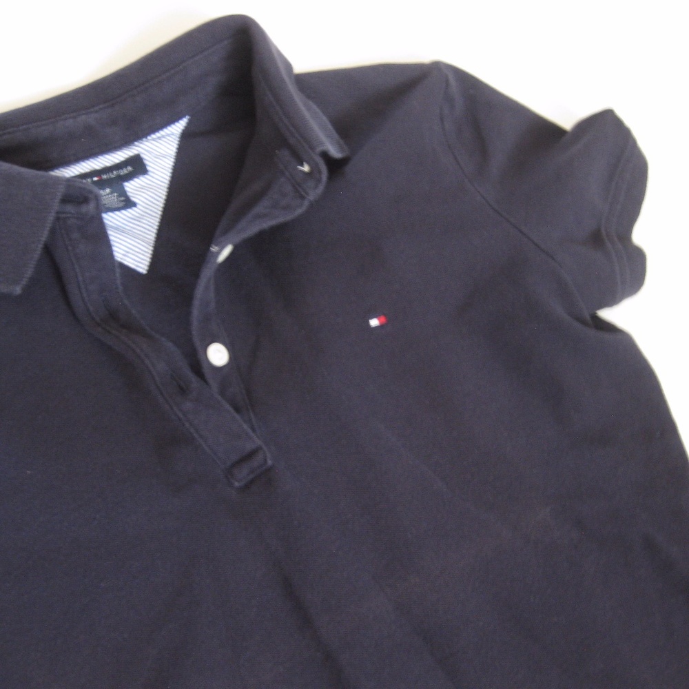 Y2K 2000s Tommy Hilfiger navy blue logo polo shirt