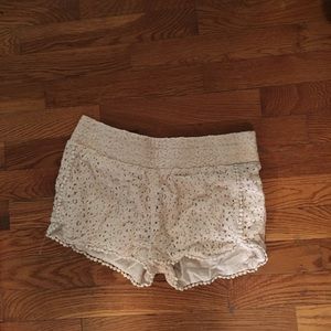 White lace shorts
