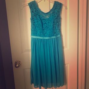 Short Lace and Mesh Dress with illusion neckline