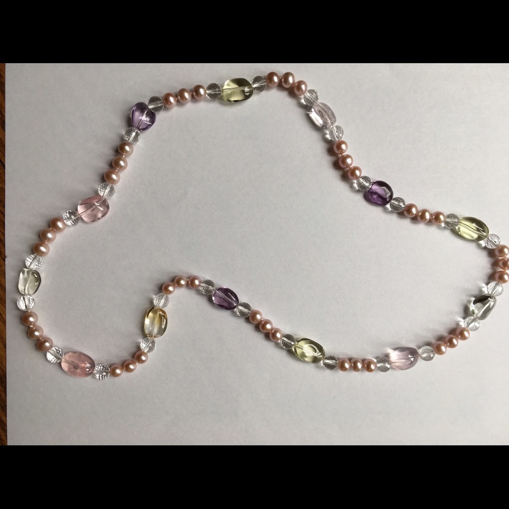 26" Cultured Pearl Necklace with Glass Beads