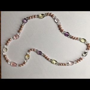 26" Cultured Pearl Necklace with Glass Beads