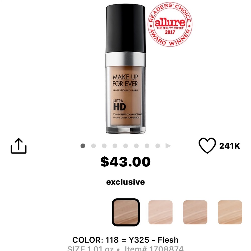 👍SOLD 👍 MUFE Ultra HD Liquid Foundation