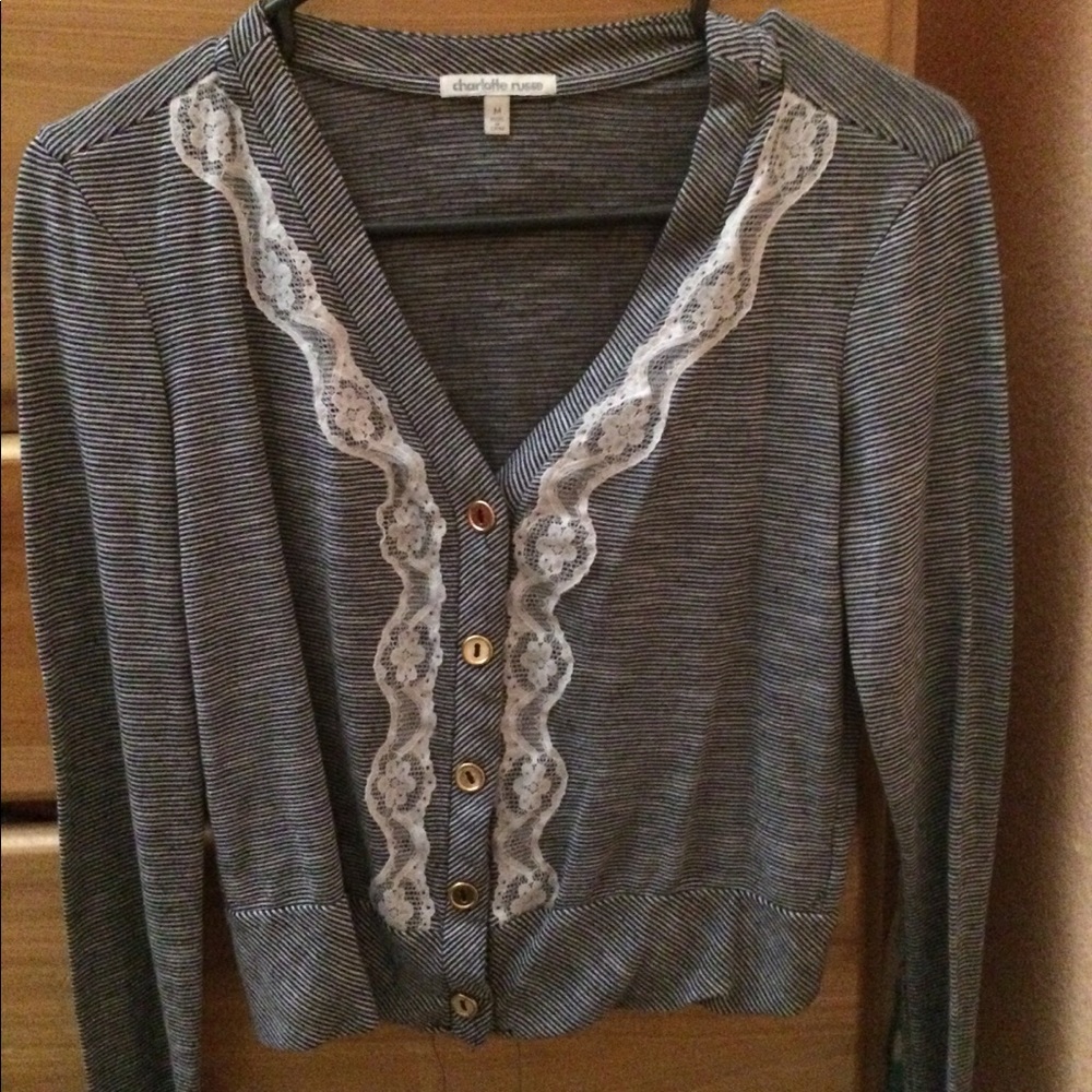 Navy and white strip blouse