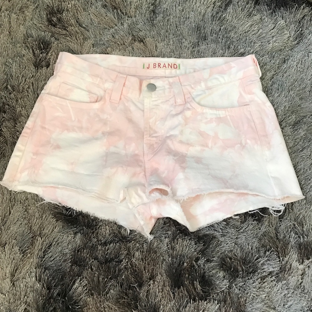 J Brand Pink and White Jean Shorts