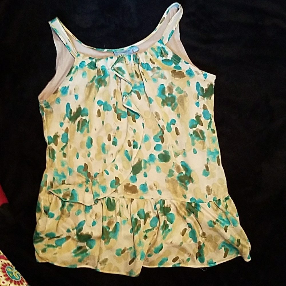 *SOLD*Tan and blue blouse