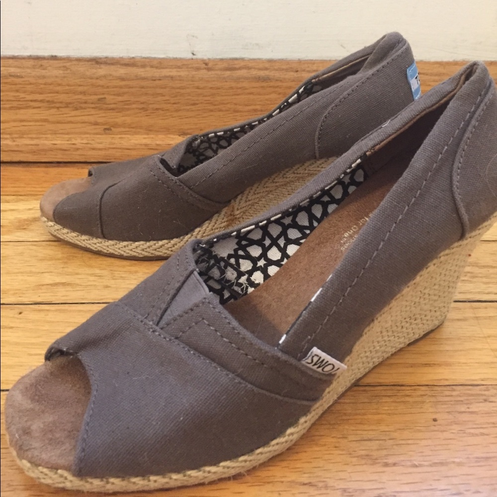 Grey TOMS Wedges