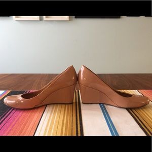 J. Crew Sylvia Patent Wedges in Bronzed Clay