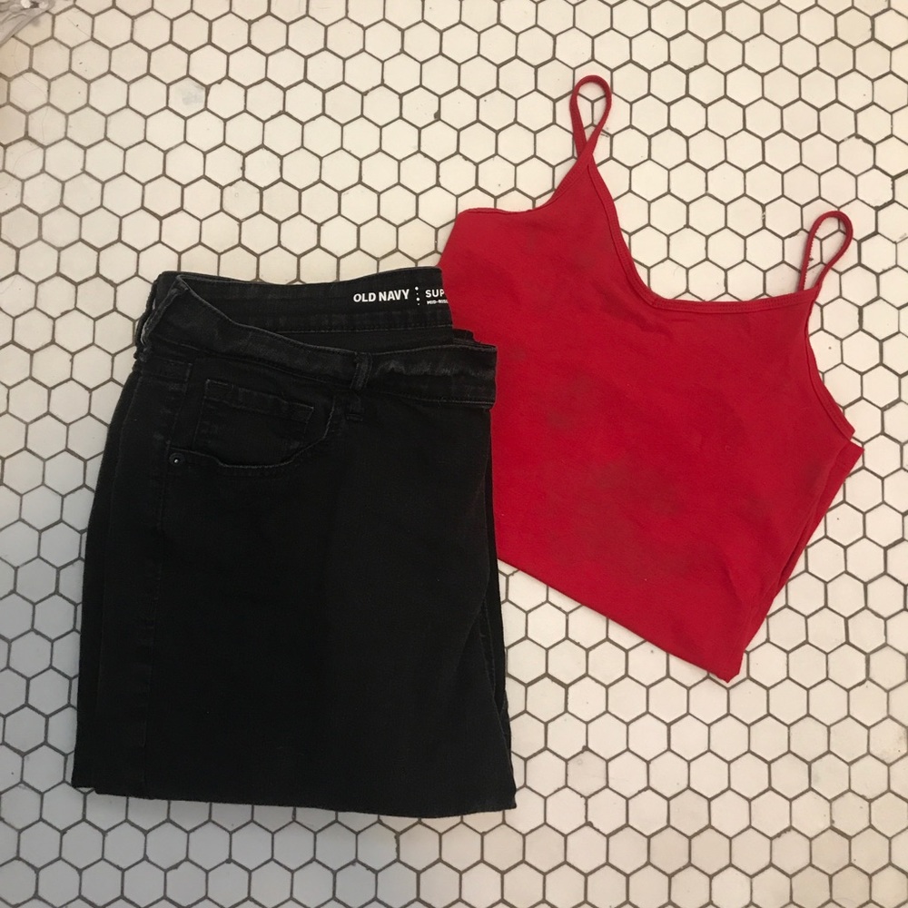 Black denim jeans