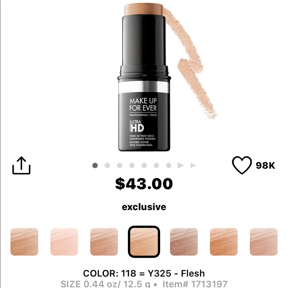 🎊SOLD 🎊 MUFE Ultra HD Stick Foundation