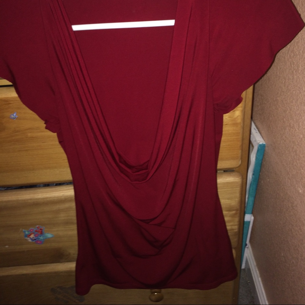 Red low cut shirt