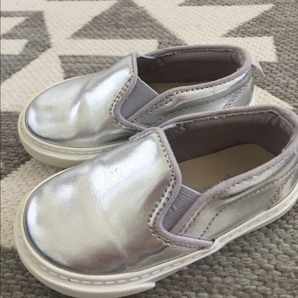 Silver slide on sneakers