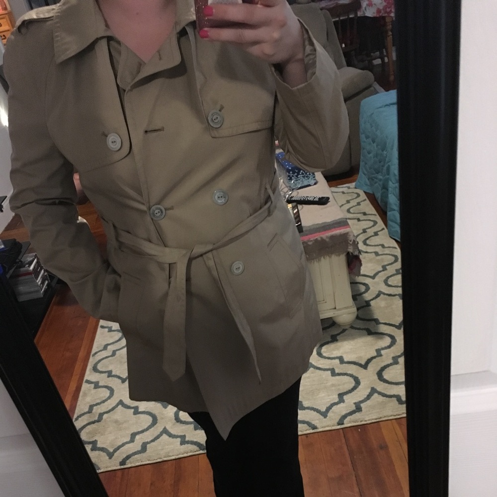 Express tan fitted trench coat brand new