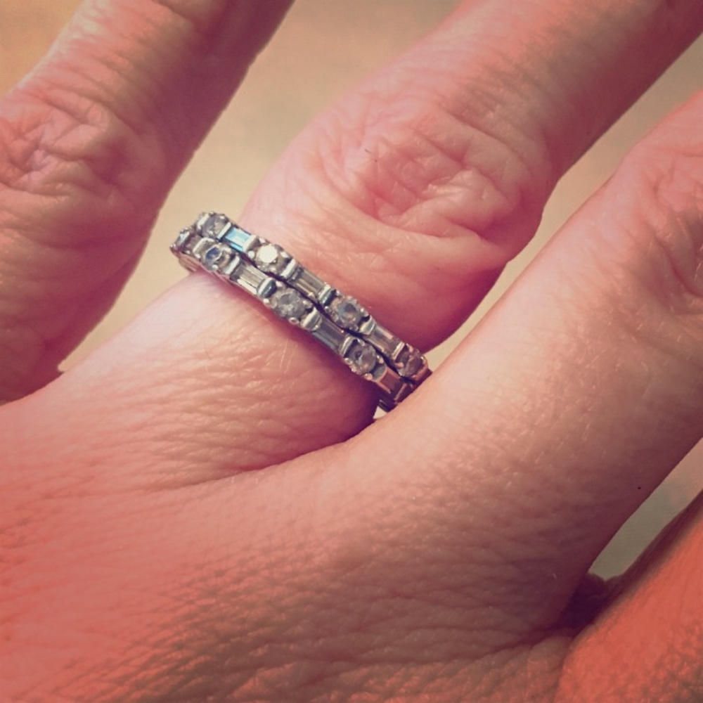 Set of 2 Diamonique eternity bands in sterling.