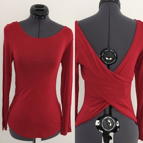 Red crew neck top with criss cross back b03,09 - Picture 1 of 6
