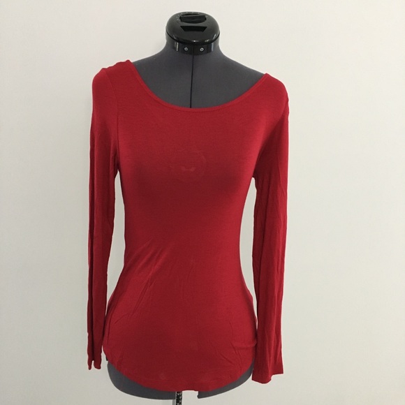 Red crew neck top with criss cross back b03,09 - Picture 2 of 6