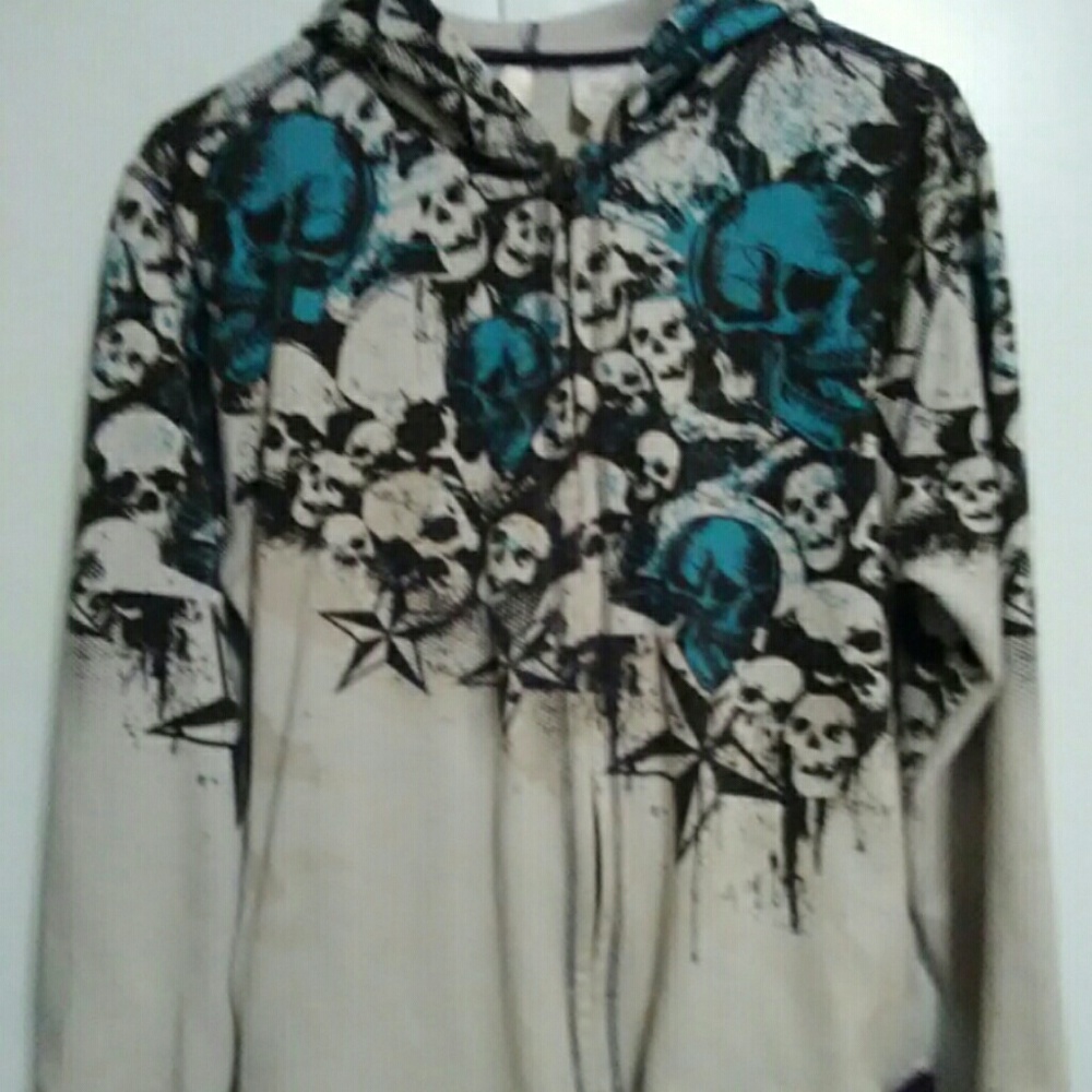 Grey skull hoodie-