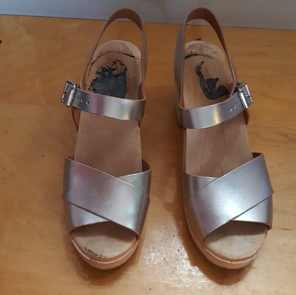 Lotta from stockholm Silver Clog Sandals sz 40