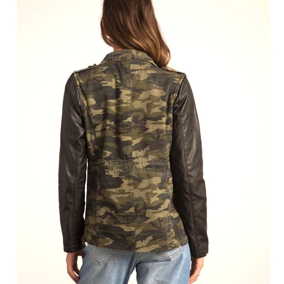 Camo and Vegan Leather Utility Jacket - Picture 2 of 6