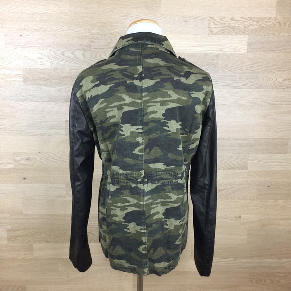 Camo and Vegan Leather Utility Jacket - Picture 6 of 6