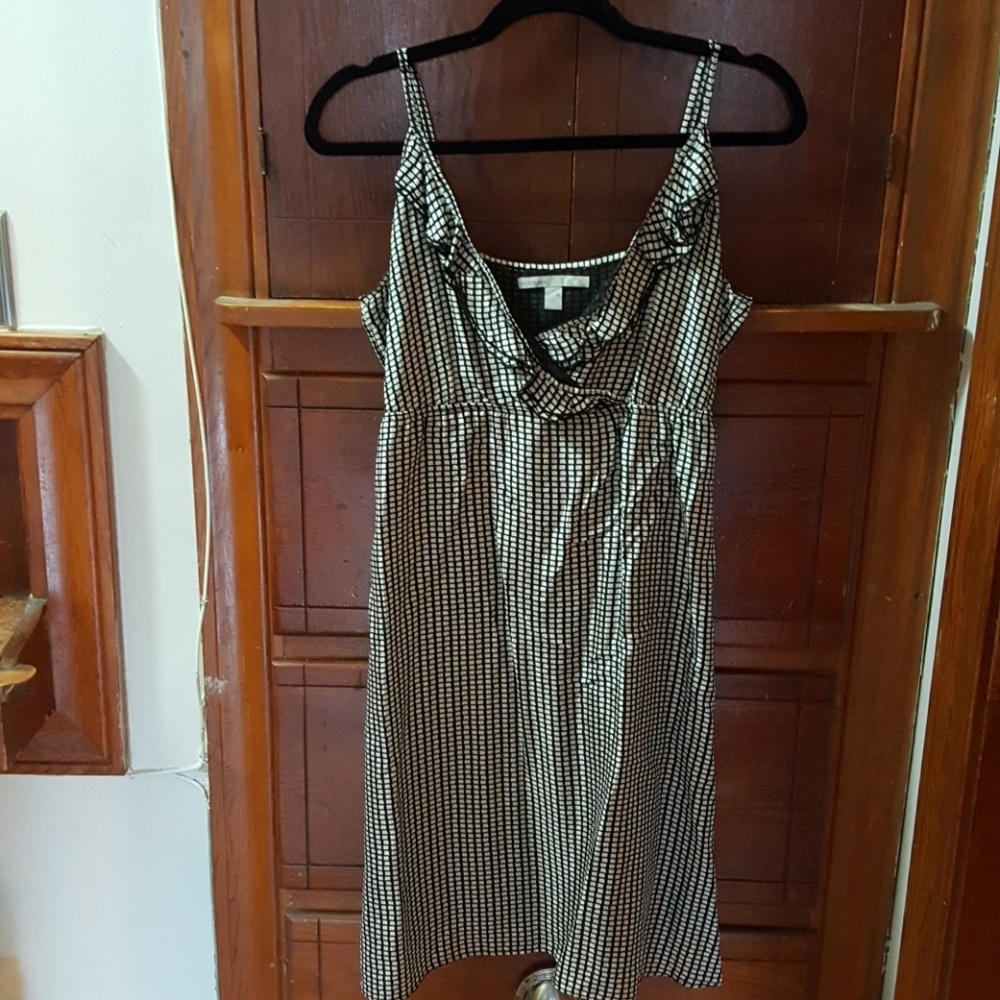 Silk Old Navy black and white checkered dress