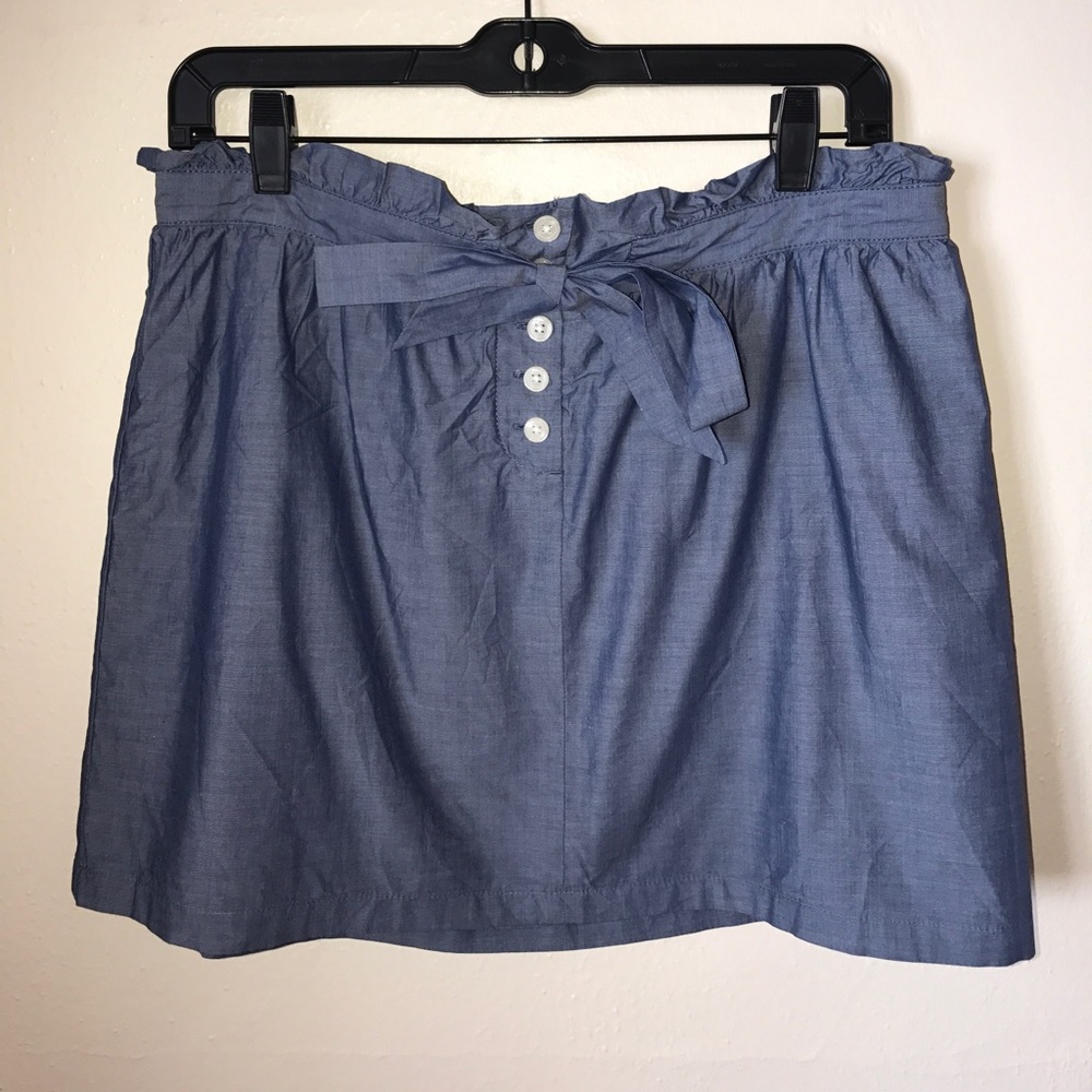 J.Crew SzS Lined Denim Ruffle-Waist Mini-Skirt👒👡