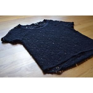 Express Black Lace Short Sleeve Blouse Size xs