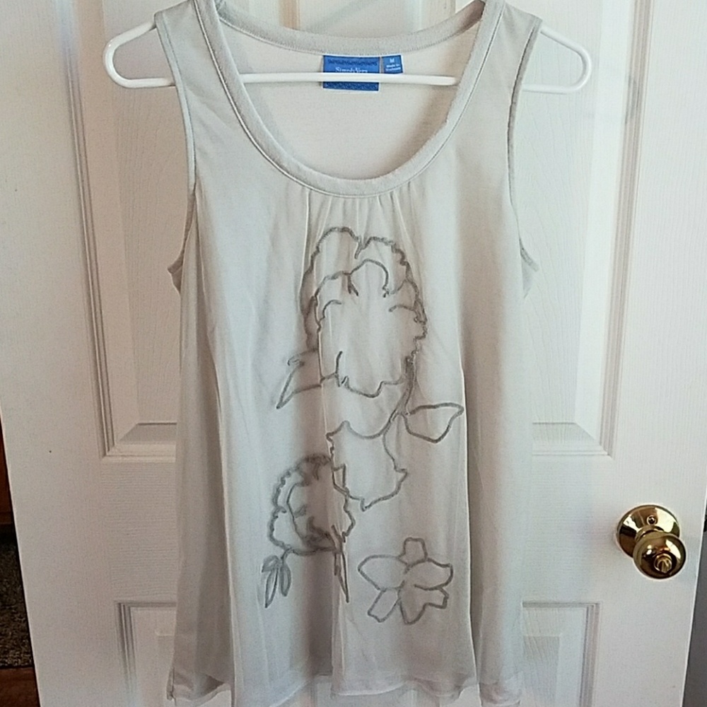 Vera Wang Sleeveless Mesh Overlay Blouse
