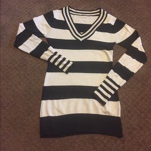 Cream and black v-neck sweater