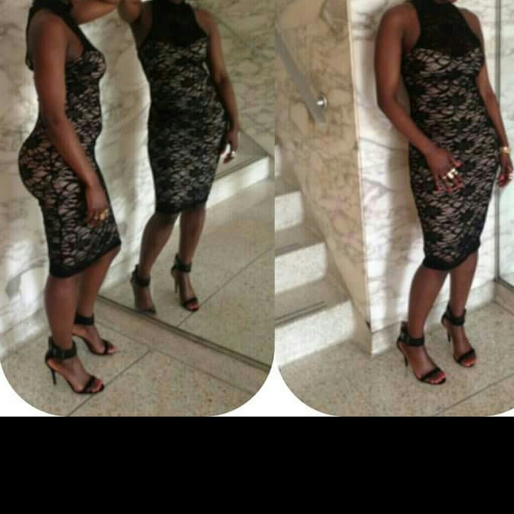 Black lace dress with slip