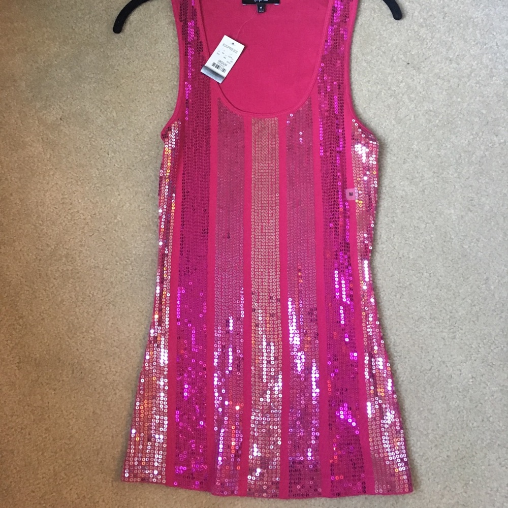 Express NWT Hot Pink Sequin Tank.  Size M.
