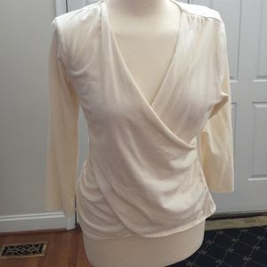 Surplice wrap knit top