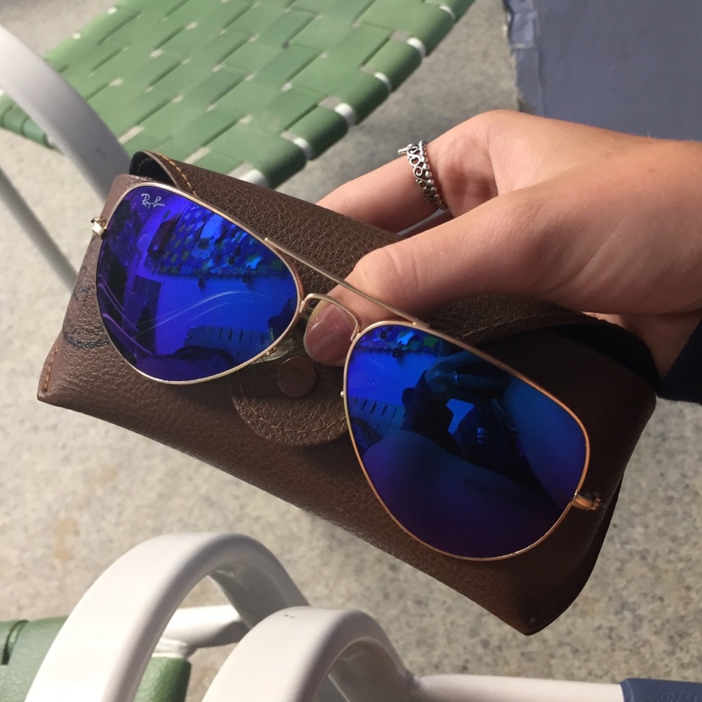 Authentic blue mirror aviator ray bans