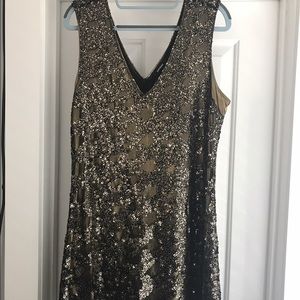 Gold sequence short dress from Express.