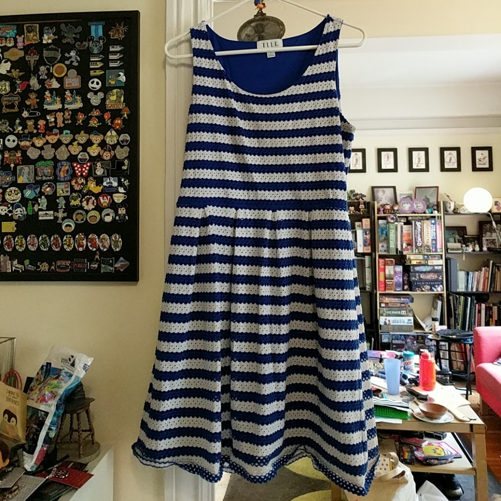 Elle Sleeveless Dress Blue and White Stripes