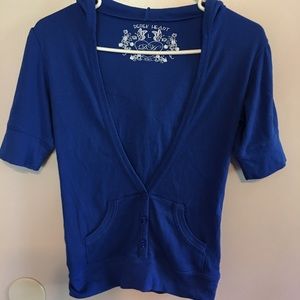 Dark Blue Hooded Blouse