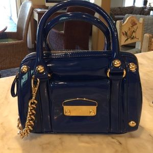 Alfani patent blue handbag