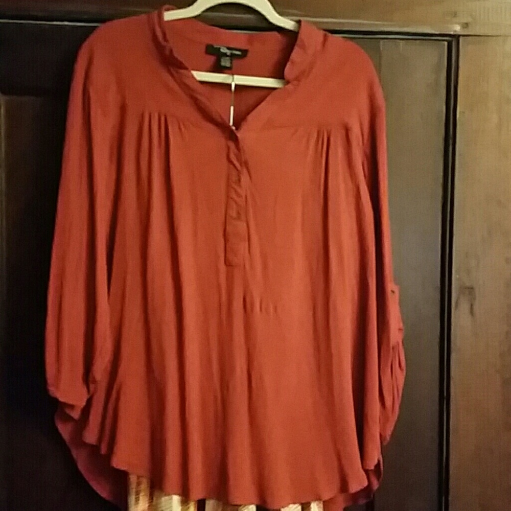 Rust colored blouse with matching palazzo pants