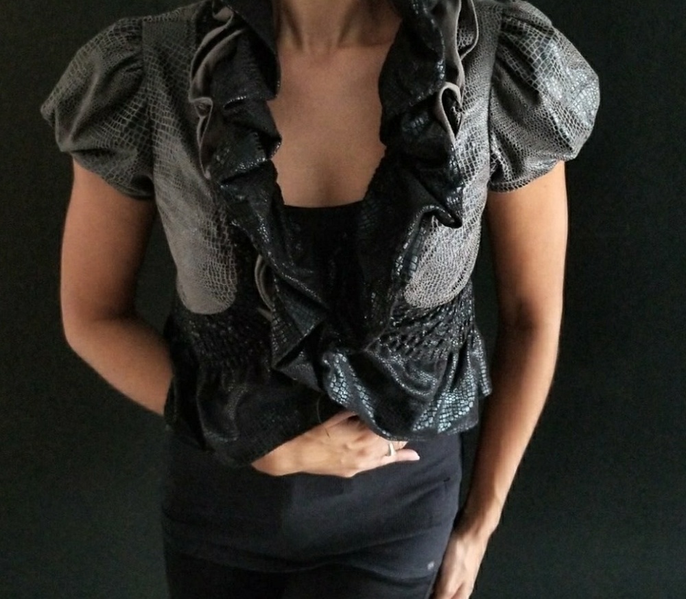 Ruffled Shrug Accent Top