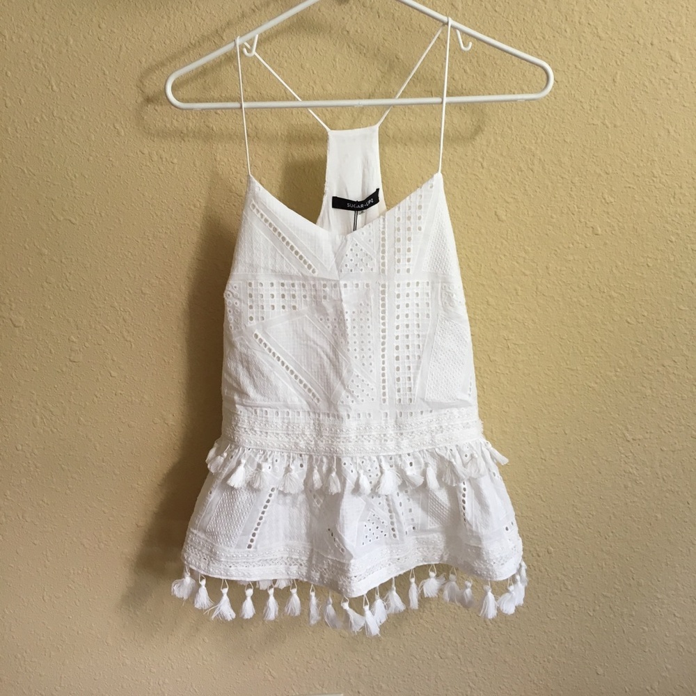 NWT Sugar + Lips Eyelet Cami Top