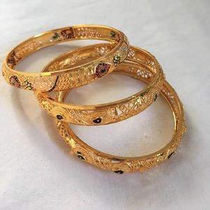 Beautiful golden bracelets.