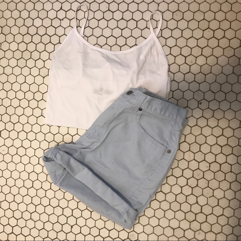 Powder blue high wasted shorts