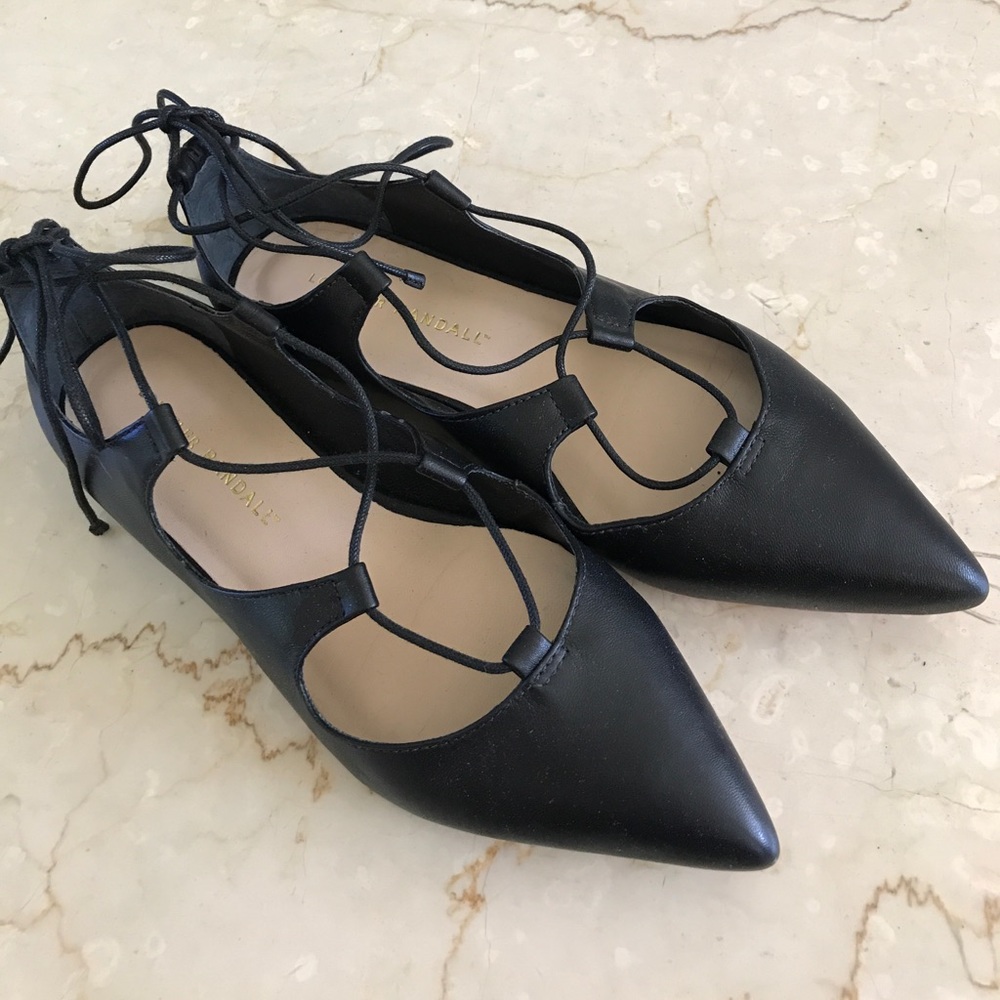 Loeffler Randall black lace up flats