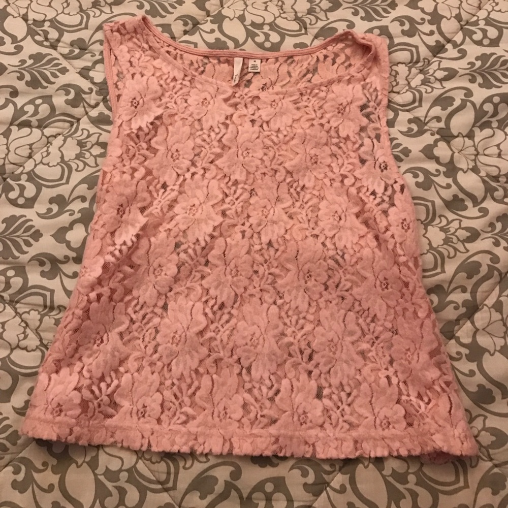 Pink lace sheer top