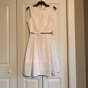 White CK dress with gold belt