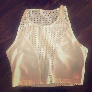 American Apparel White Crop Top Selena Gomez