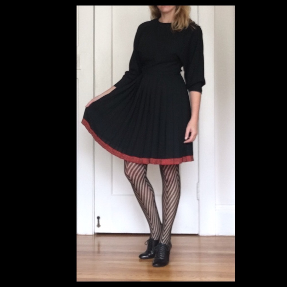 Vintage black and plaid fit and flare dress