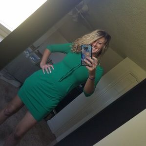 Green T-shirt hooded dress