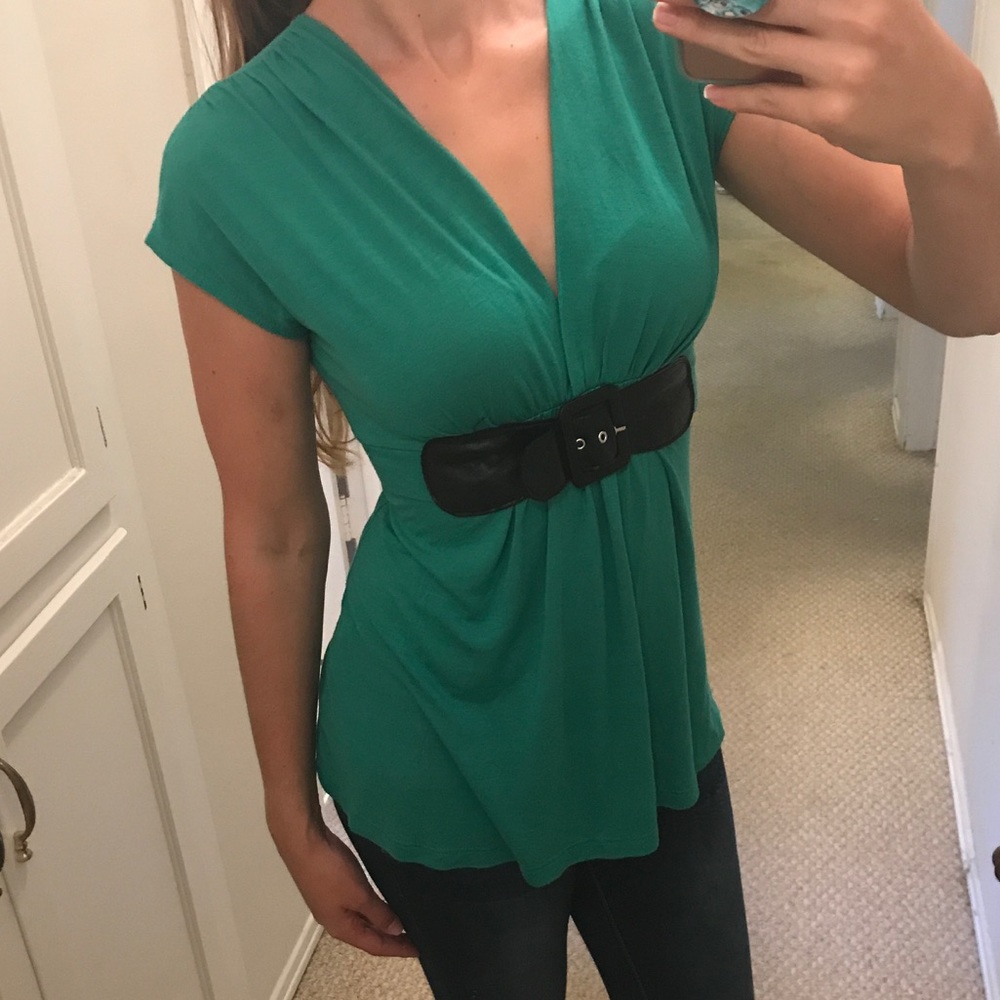 Body Central green belted top