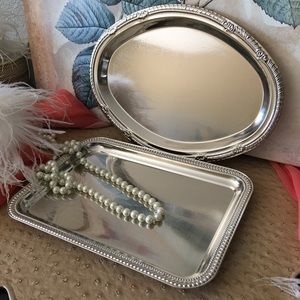 Silver tone vanity perfume trays or candle trays 2
