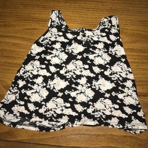 Black and white floral crop tank top